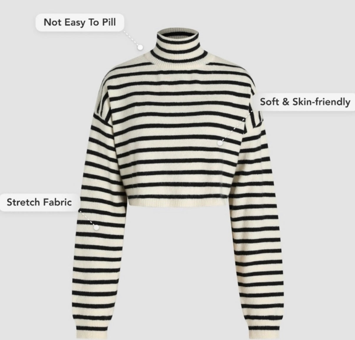 Cider Striped High Neck Oversized Crop Sweater