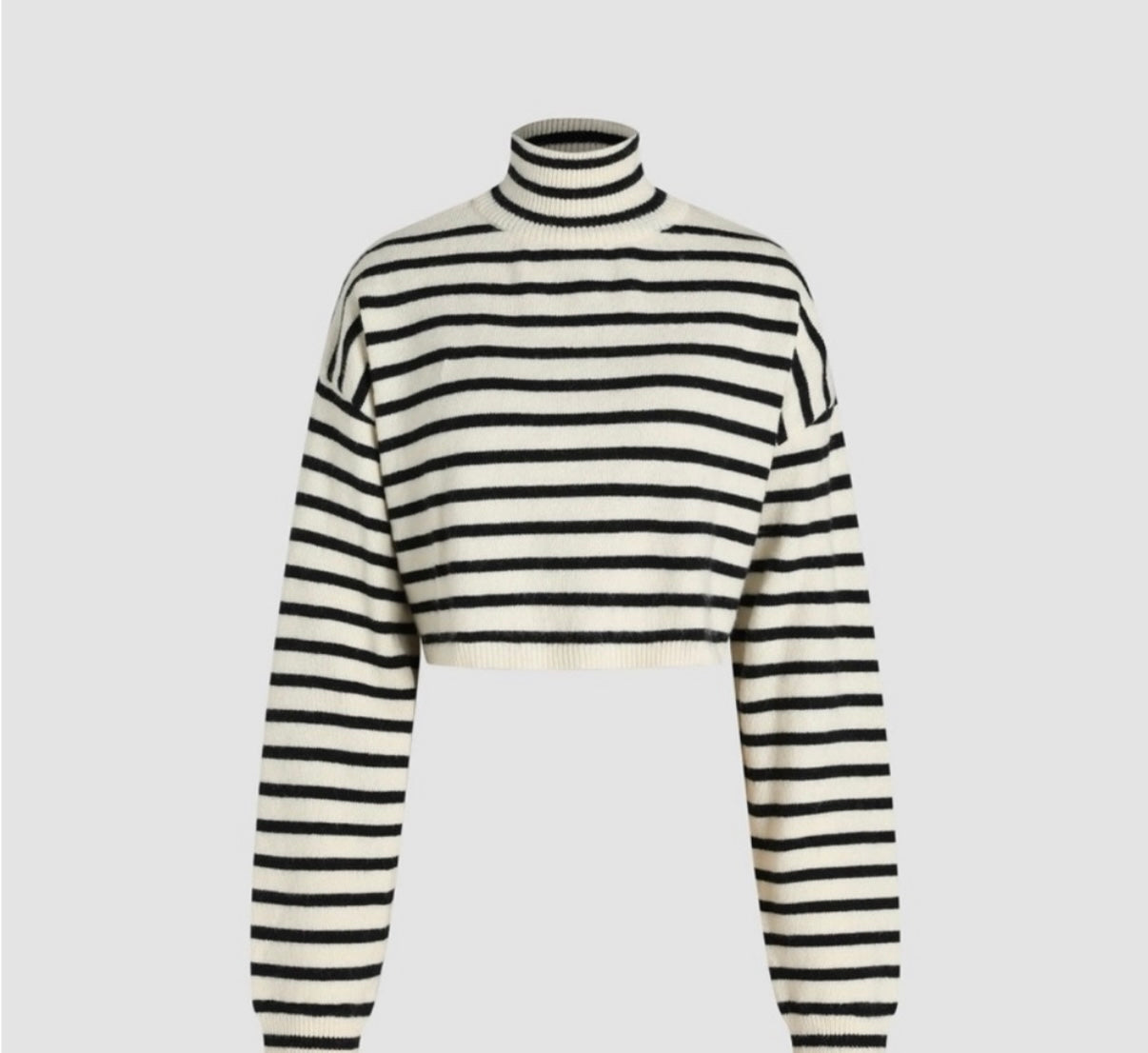 Cider Striped High Neck Oversized Crop Sweater