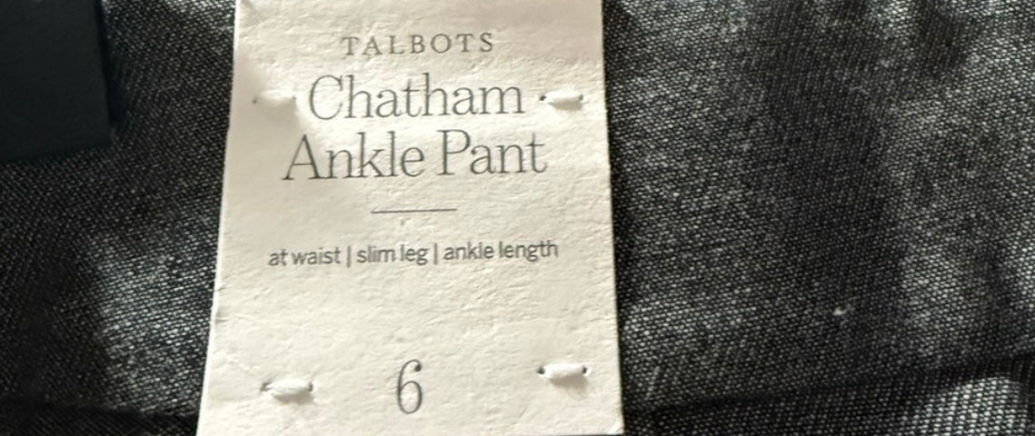 Talbots Chatham Ankle Pant Size 6 New