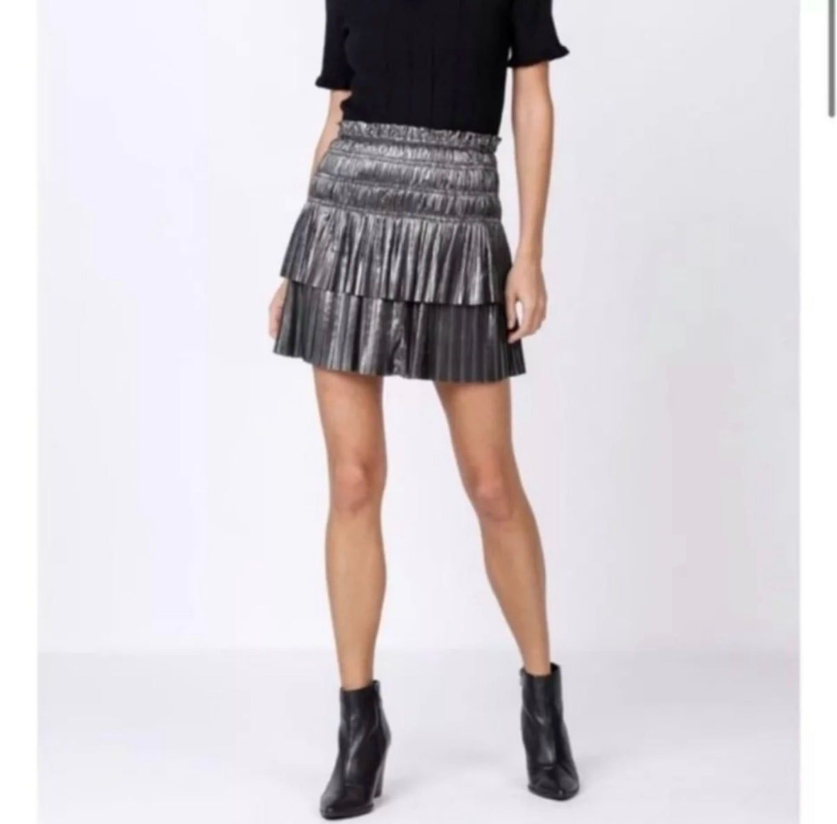 Anthropologie Current Air La Sardinia Smoked Gun Metal Skirt Medium