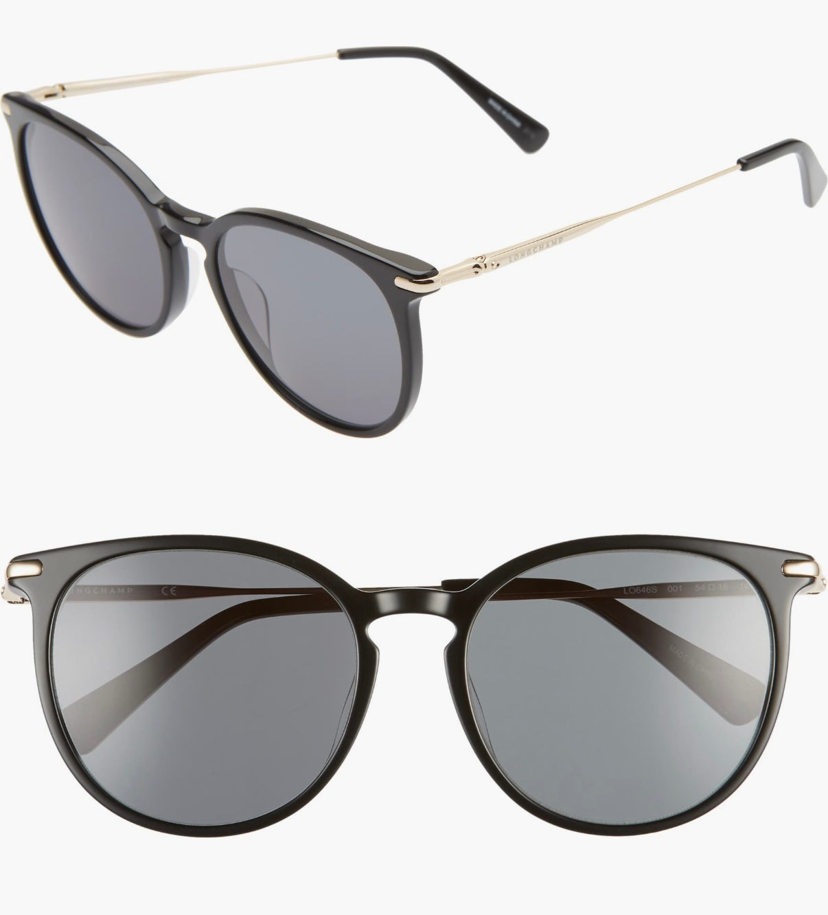 Longchamp Sunglasses New with case. 54 mm round.