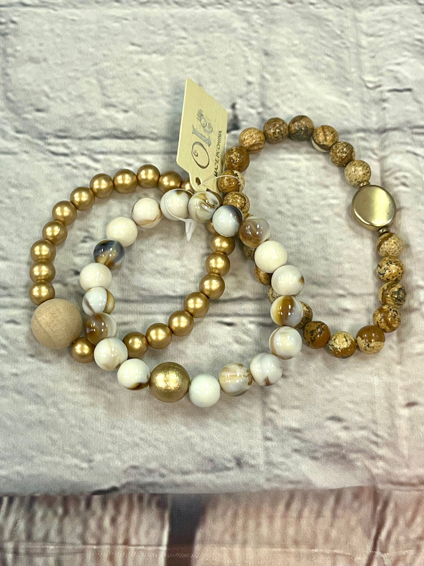Set of 3 Gold Stretchy Bracelets