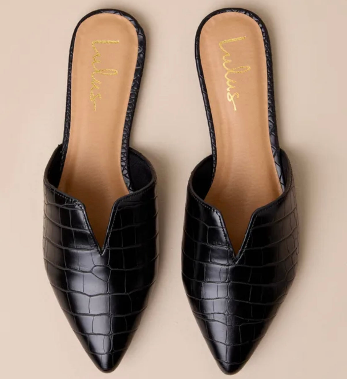 Lulus Black Crocodile Embossed Slide