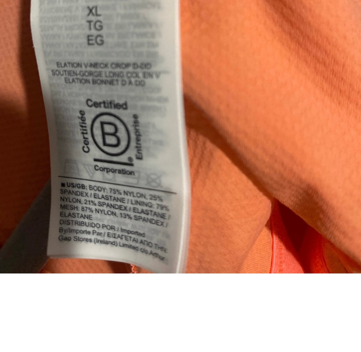 Athleta V Neck Elation Crop Top D/DD XL