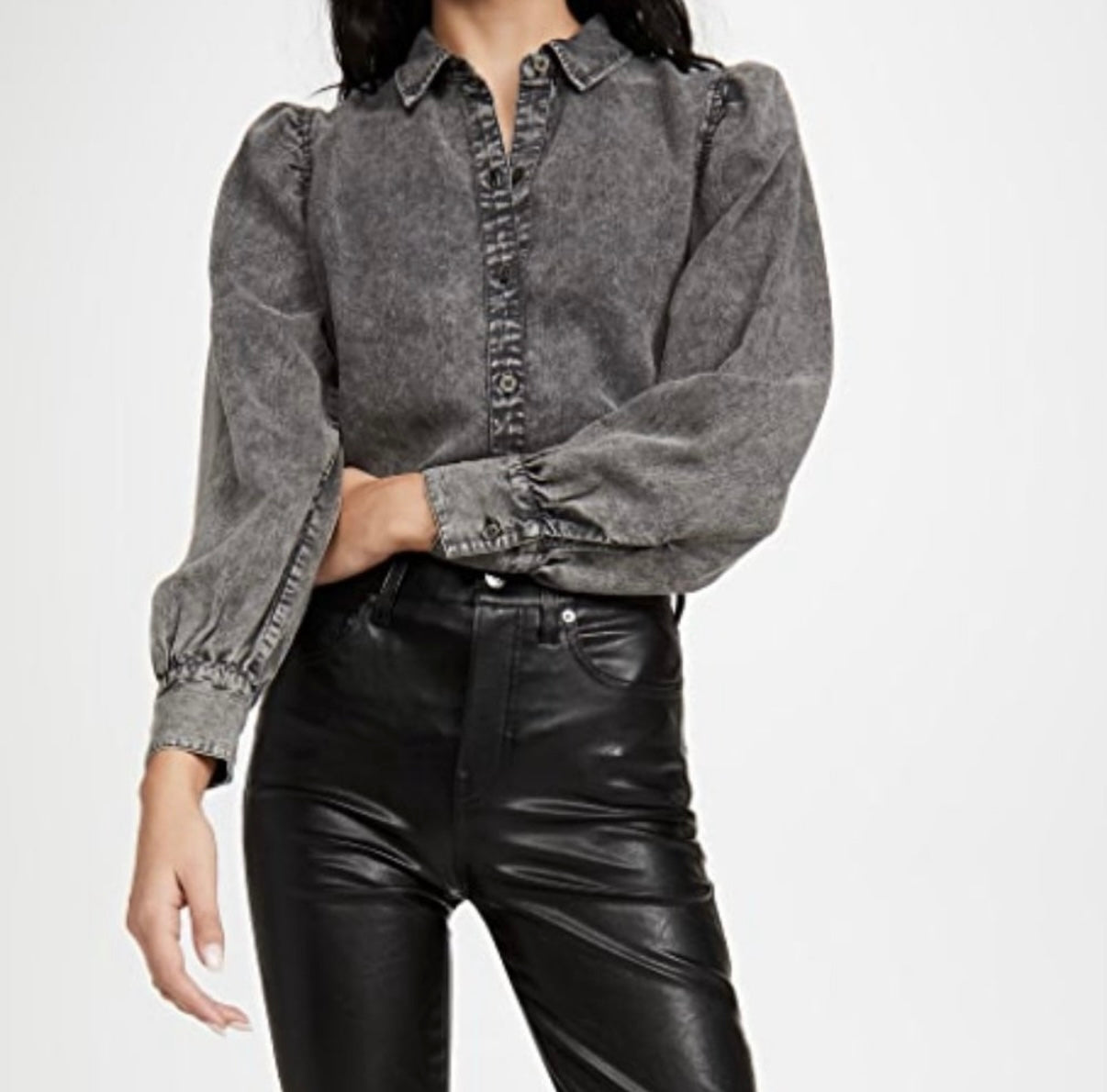 Rails Women's Black Acid Wash Button Down Shirt M