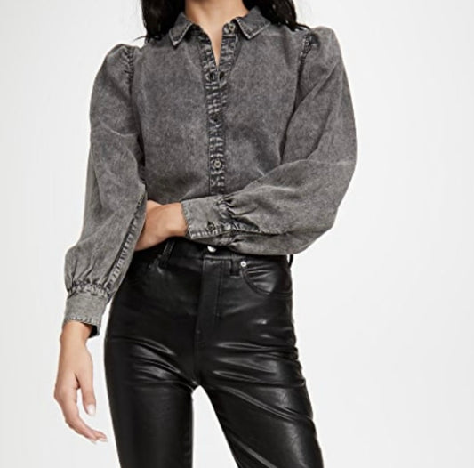 Rails Women's Black Acid Wash Button Down Shirt M