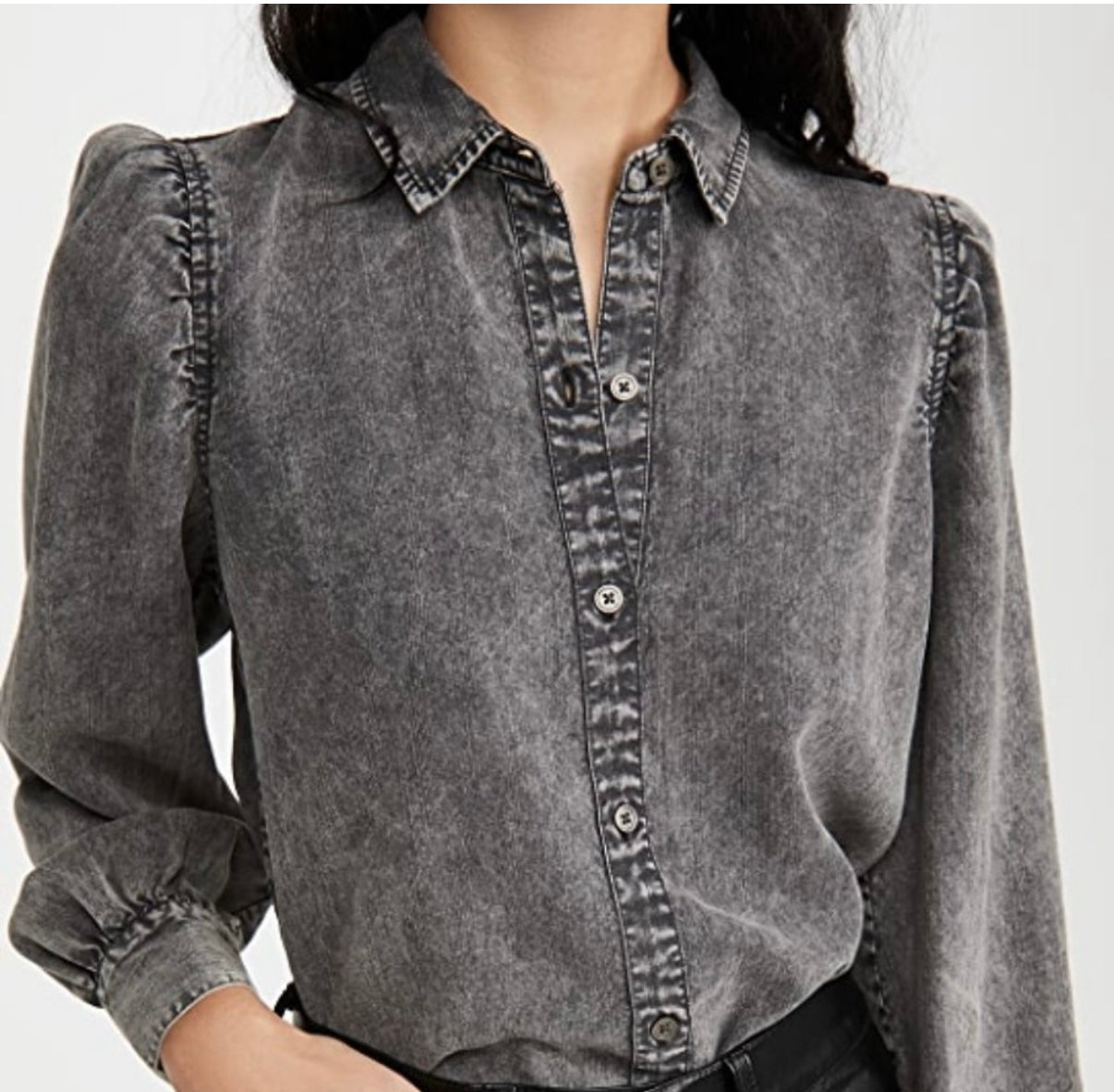 Rails Women's Black Acid Wash Button Down Shirt M