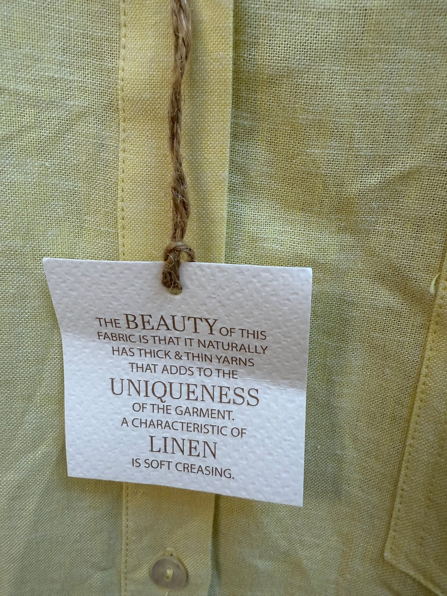 Sunday Graver Yellow Linen Button Shirt Size L New!
