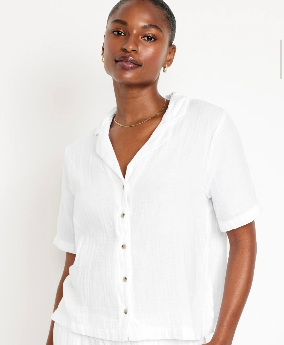 Women's Crinkle Gauze Button Down Shirt L, & XL