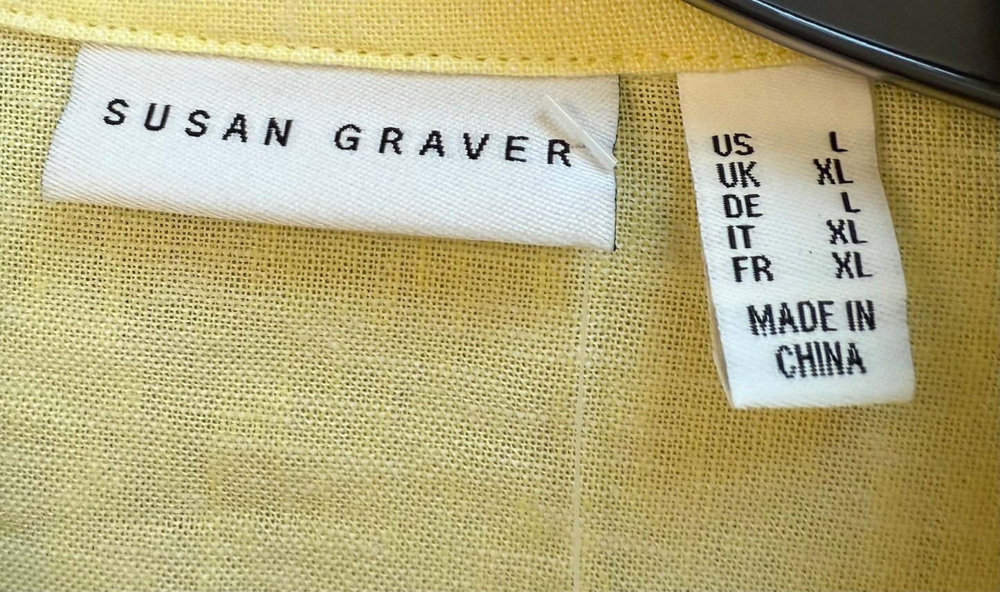Sunday Graver Yellow Linen Button Shirt Size L New!