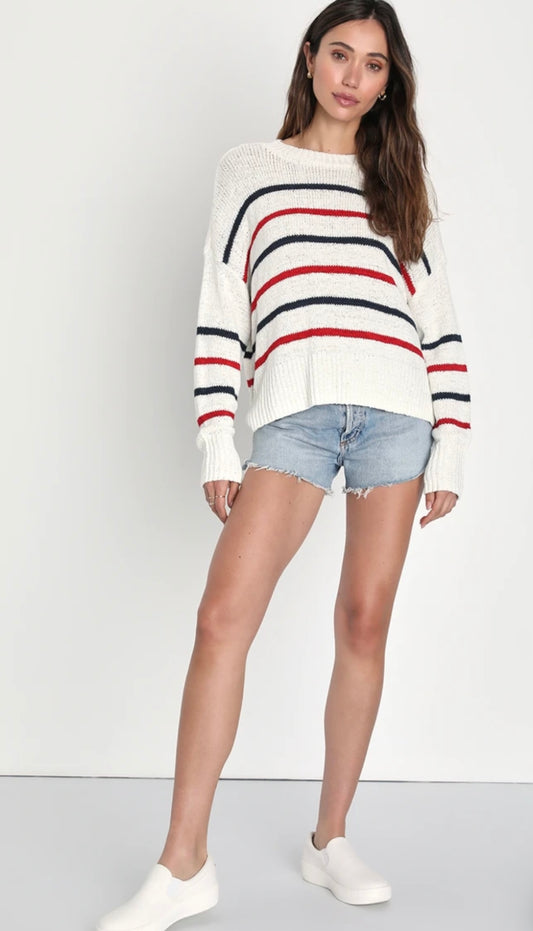 Striped Multicolored Lightweight Sweater XS