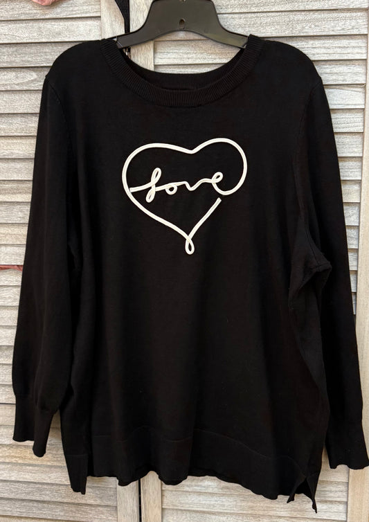 Marled Lightweight "Love" Sweater 2X