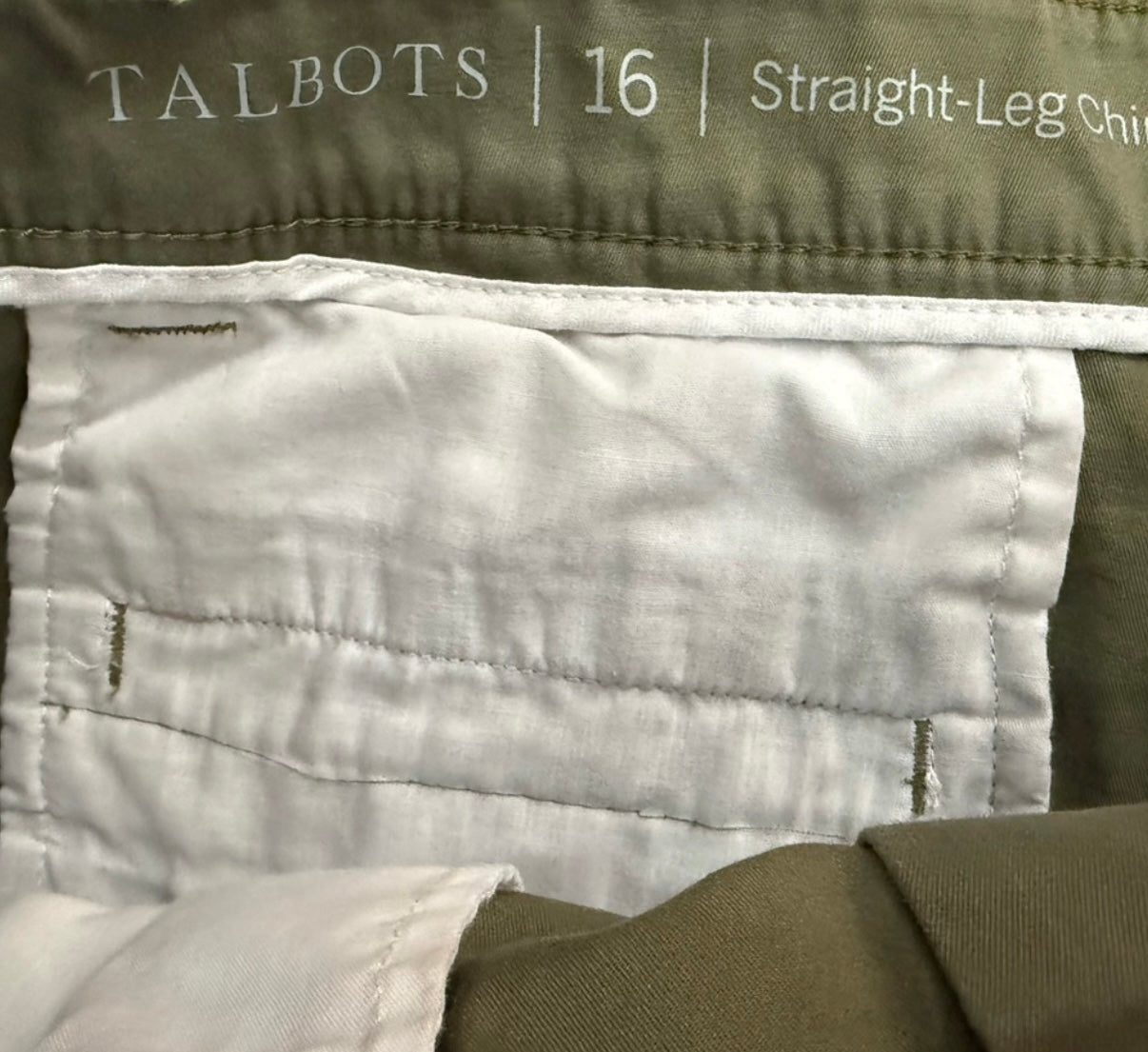 Talbots Straight Leg Chino Pant 16