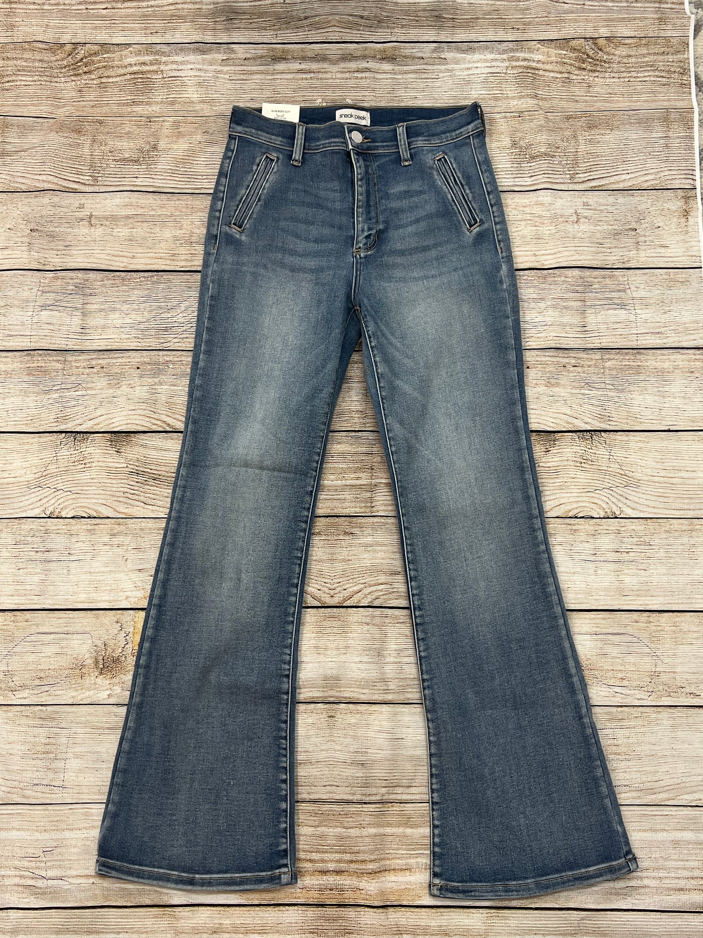 Sneak Peek Slim Boot Cut Mid Rise Jeans